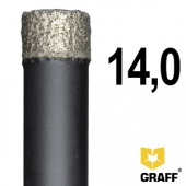 Алмазное трубчатое сверло по керамограниту и плитке 14 мм GRAFF серии Expert