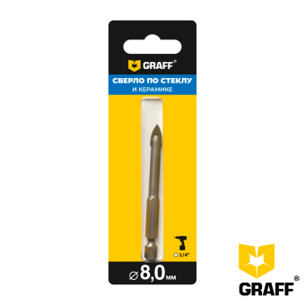 Сверло по стеклу и керамике 8х85 мм GRAFF в блистере