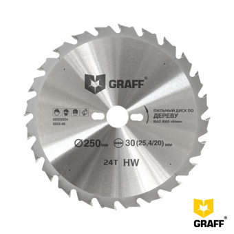 Пильный диск по дереву 250 мм 24 зуба GRAFF серия "Expert"