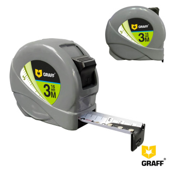 Рулетка измерительная, металл. полотно 3 м x 16 мм Standart GRAFF