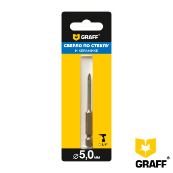 Сверло по стеклу и керамике 5х75 мм GRAFF в блистере