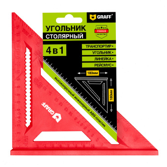 Угольник столярный пластиковый 180мм DC604 GRAFF