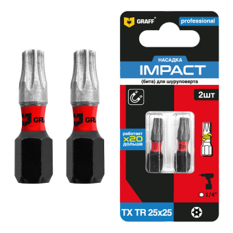 Бита TXTR 25x25 мм 2 шт. в блистере Impact GRAFF серия "Expert"