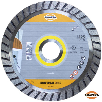Алмазный диск универсальный турбо 125x22,23 мм HAWERA