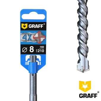 Сверло по бетону 8×160×210 SDS-plus 4-ех кромочное GRAFF