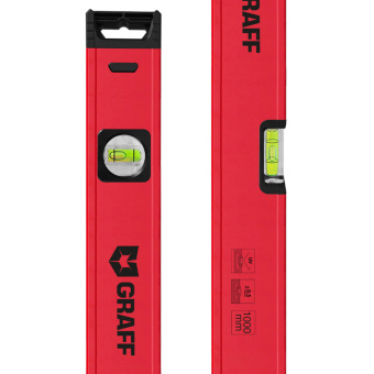 Уровень строительный усиленный 1000 мм 2 глазка DC520 Expert GRAFF