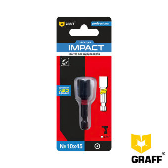 Бита GRAFF Impact SW 10*45 мм, шестигранная магнитная, 1 шт в блистере, Expert