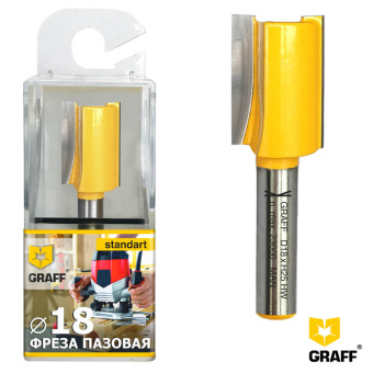 Фреза прямая по дереву 8х18х25 мм в пластиковой коробке GRAFF