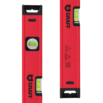 Уровень строительный усиленный 400 мм 2 глазка DC520 Expert GRAFF