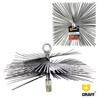 Щетка стальная квадратная 150х150 мм для чистки дымохода GRAFF