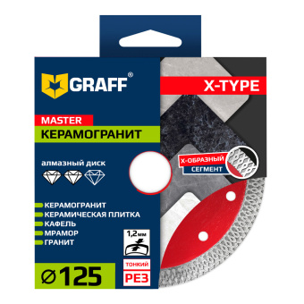 Алмазный диск по керамограниту 125x10x1,2х22,23 мм Master GRAFF