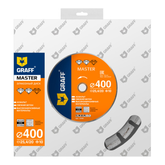 Алмазный диск 400 мм  по асфальту GRAFF серия "Master"