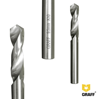 Сверло по металлу цельнотвердосплавное (монолитное) 9,5 мм K10 GRAFF