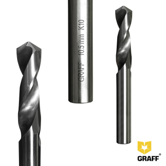 Сверло по металлу цельнотвердосплавное (монолитное) 10,5 мм K10 GRAFF
